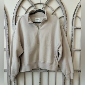Abercrombie & Fitch Cream Quarter-Zip Sweatshirt